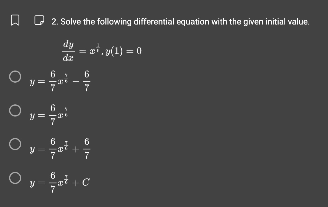 2. Solve the following differential equation with the given initial value.