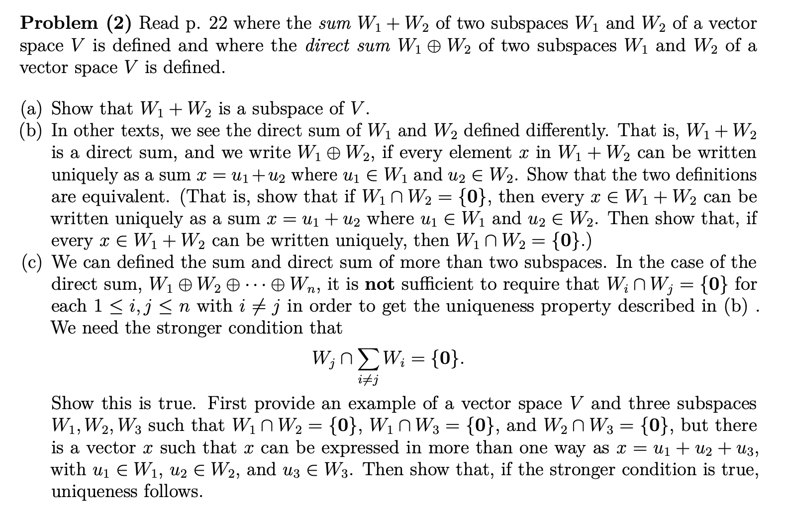  Problem (2) Read p. 22 where the sum W1 + W2