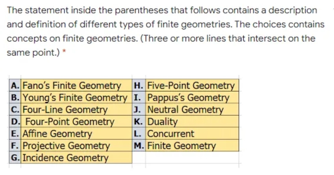 contains a description and definition of different types of finite geometries. The