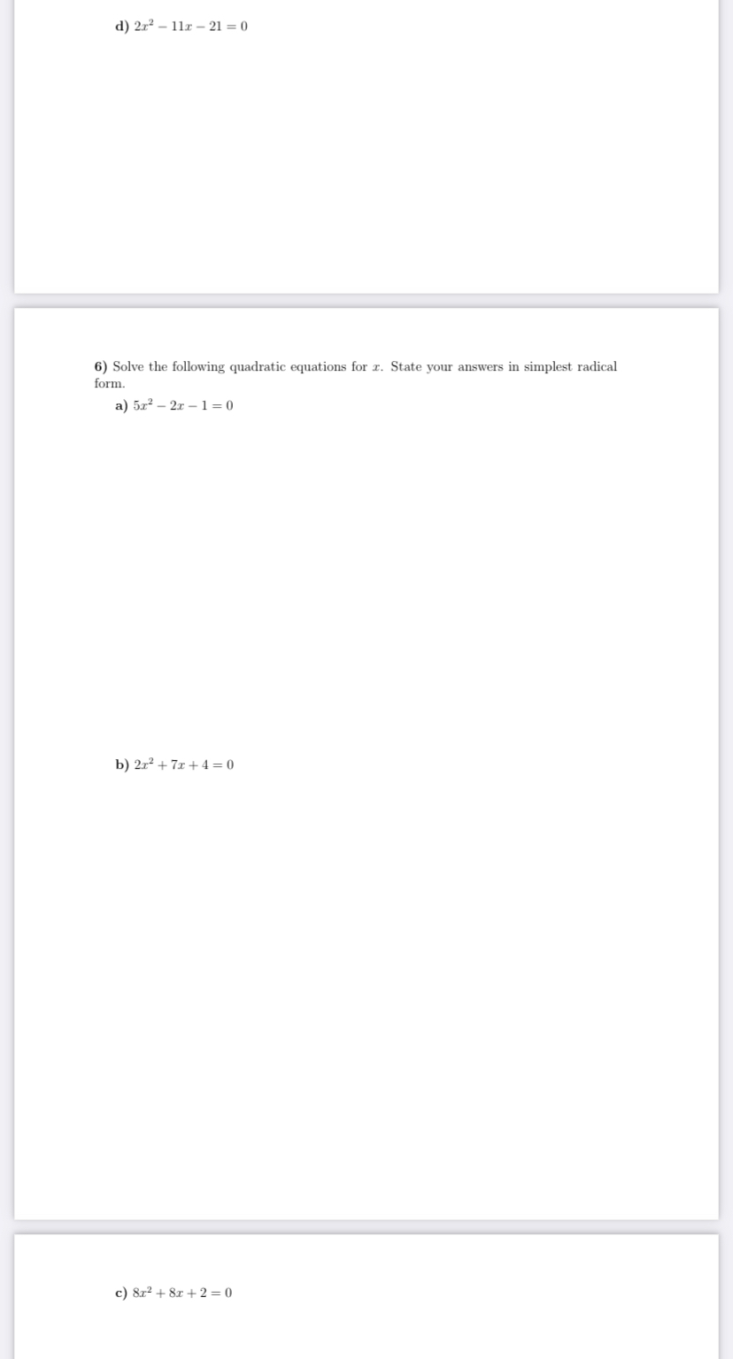 following quadratic equation for r by three different methods (hint: b =