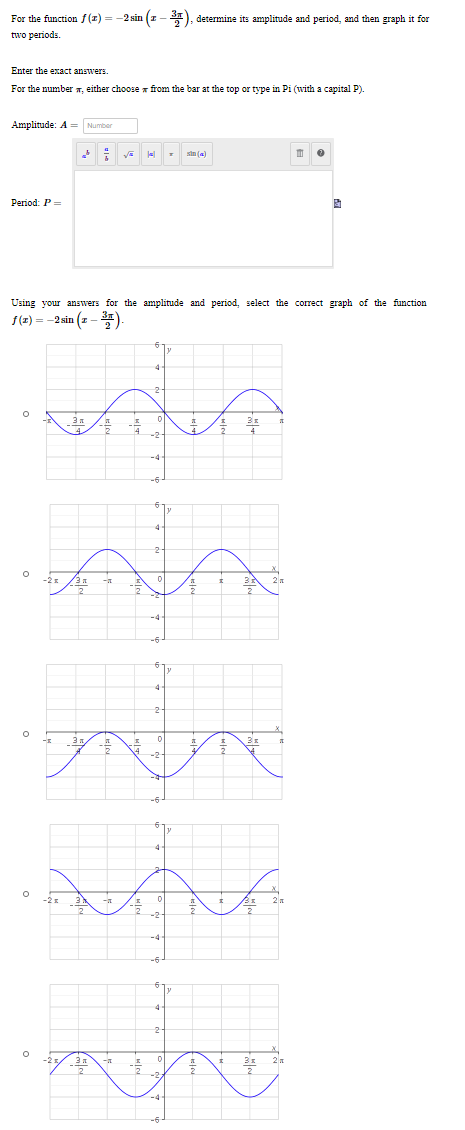  For the function f (1) = -2 sin (I - -