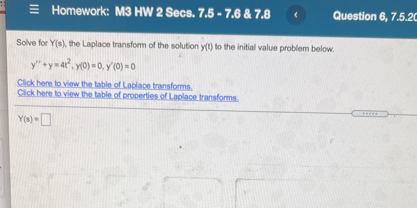 Solution E Homework: M3 HW 2 Secs. 7.5 - 7.6 & 7.8