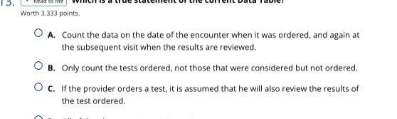  19. Worth 3.333 points. A. Count the data on the date