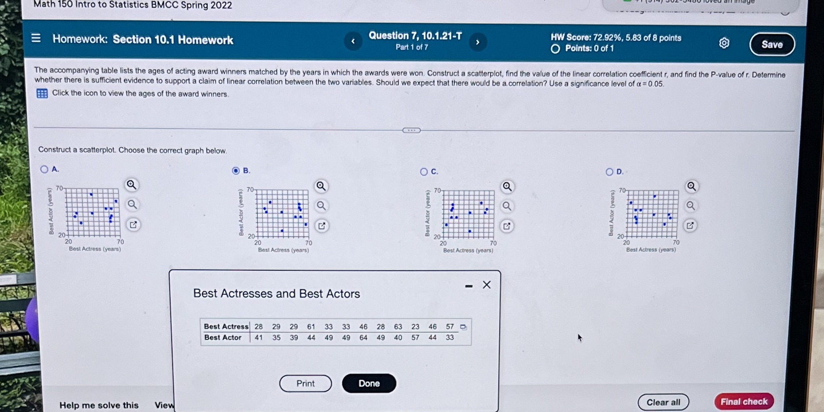 Please choose correct graph Math 150 Intro to Statistics BMCC Spring 2022