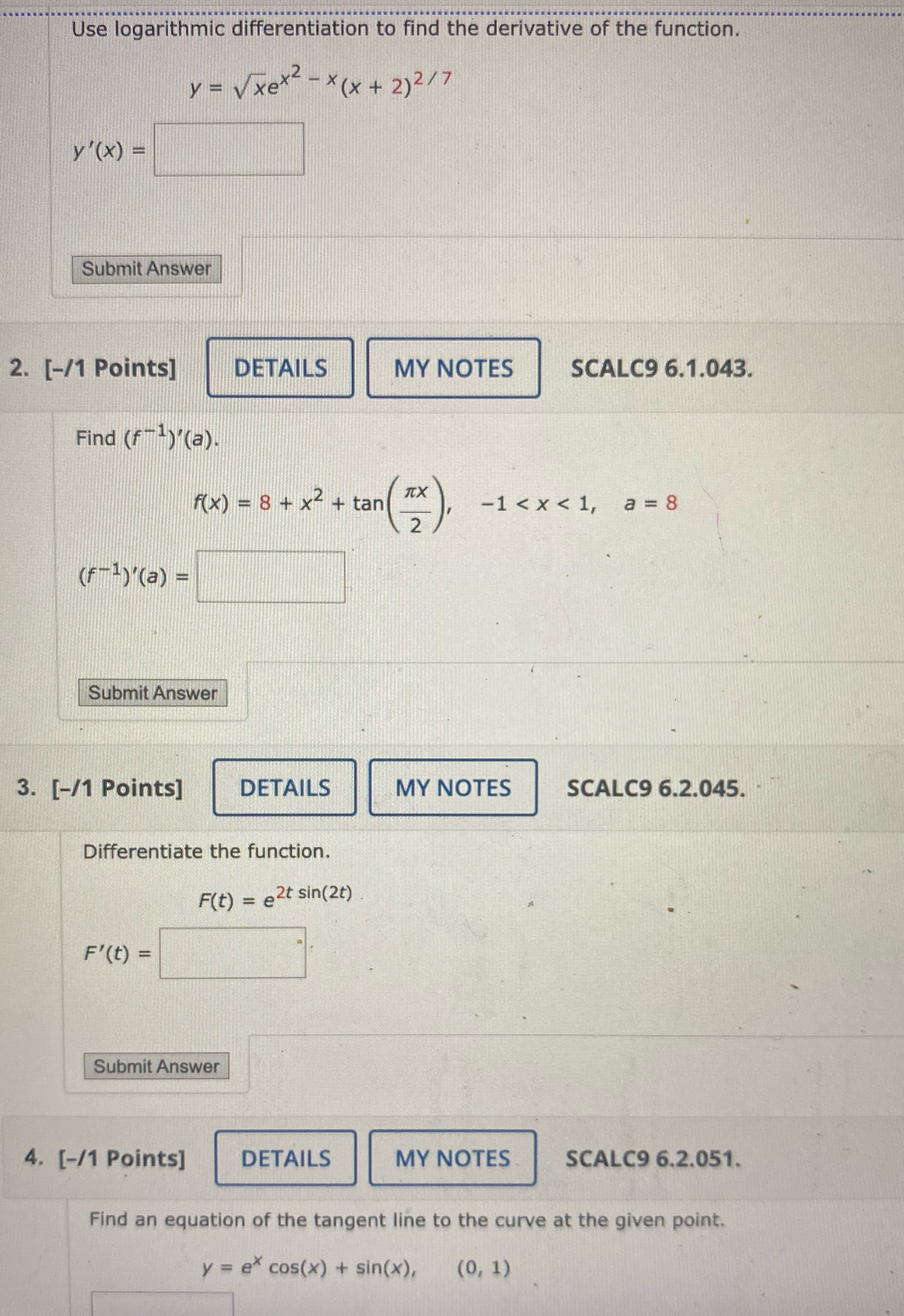I need help with all please Use logarithmic differentiation to find the