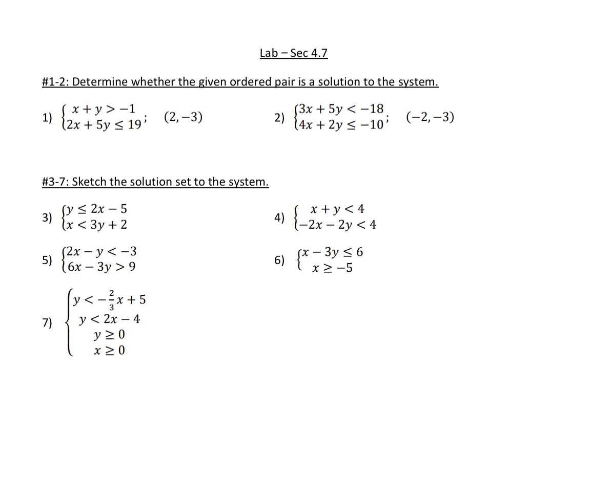 Show work Lab - Sec 4.7 #12: Determine whether the given ordered