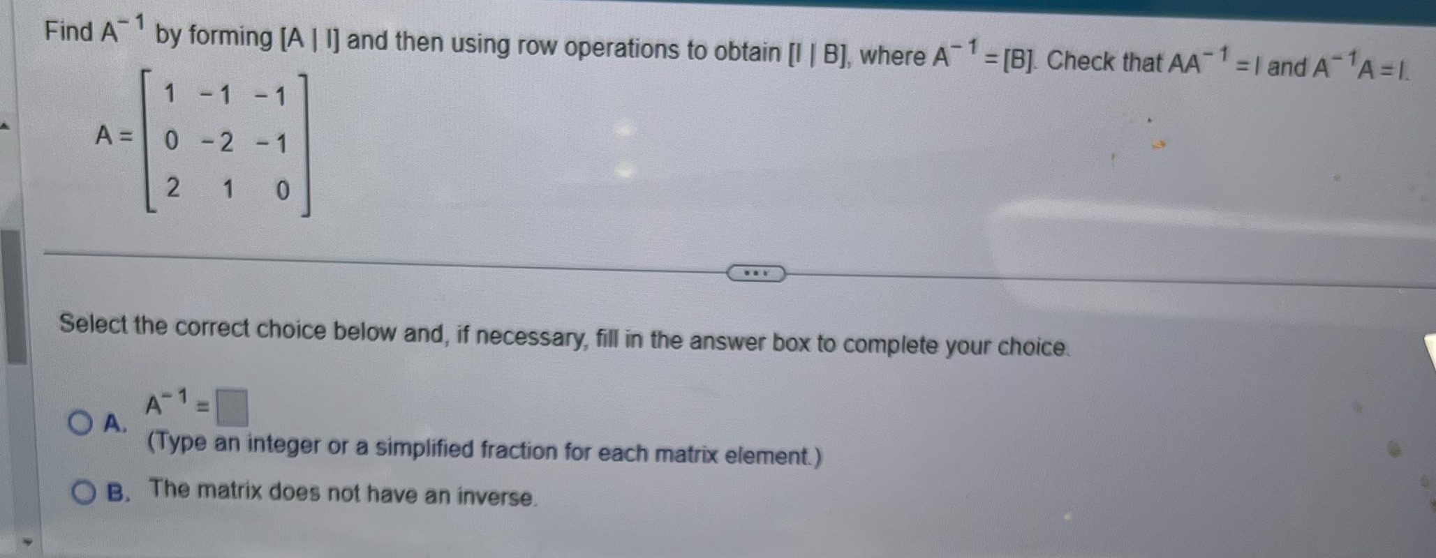 Step by step Find A" by forming [A | |] and then