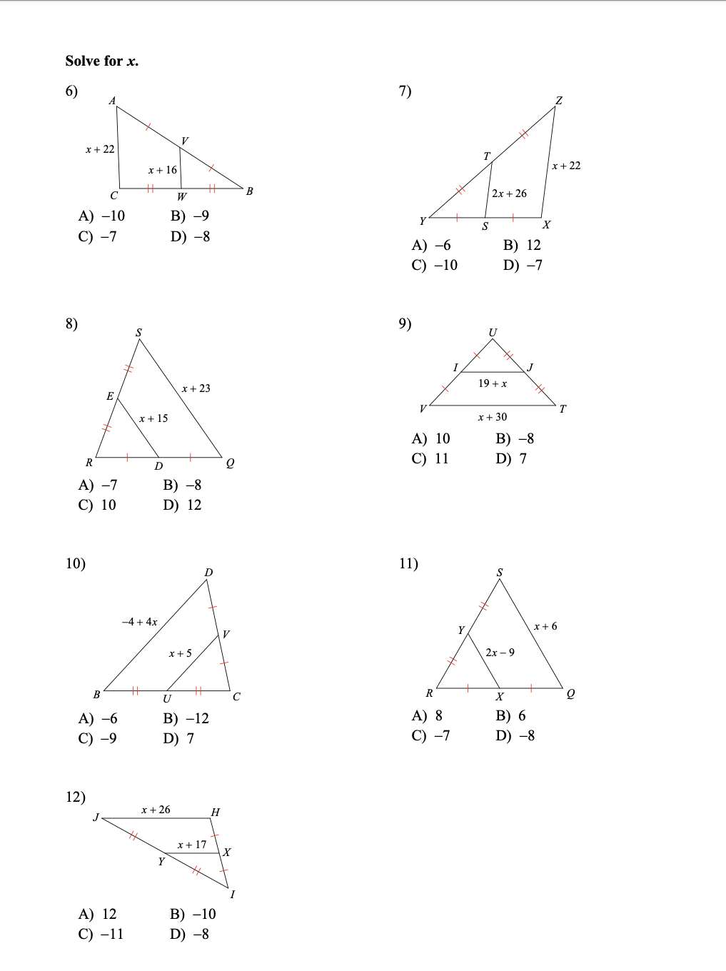 D E K H G E 12 D 16 A) 10 B)