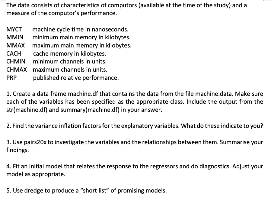 This is the Statistical Modelling course. # The data consists of characteristics