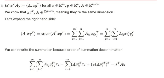 For this question: (a) x Ay = (A, xy ) for all
