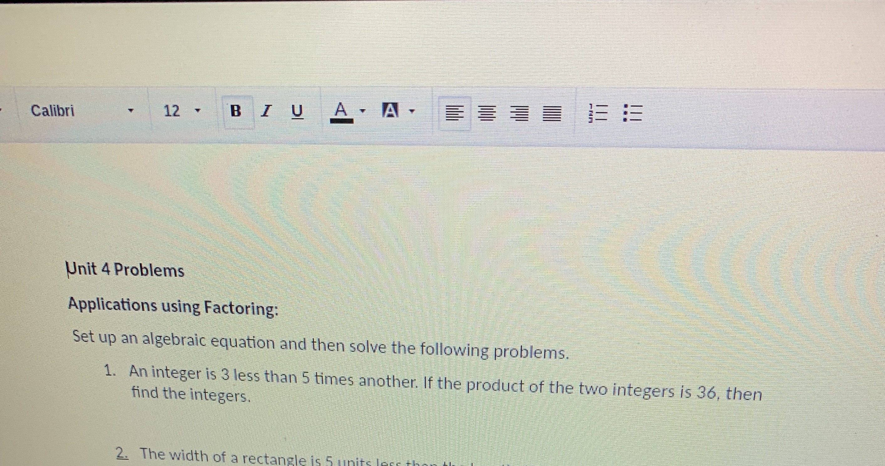An integer is 3 less than 5 times another. If the product