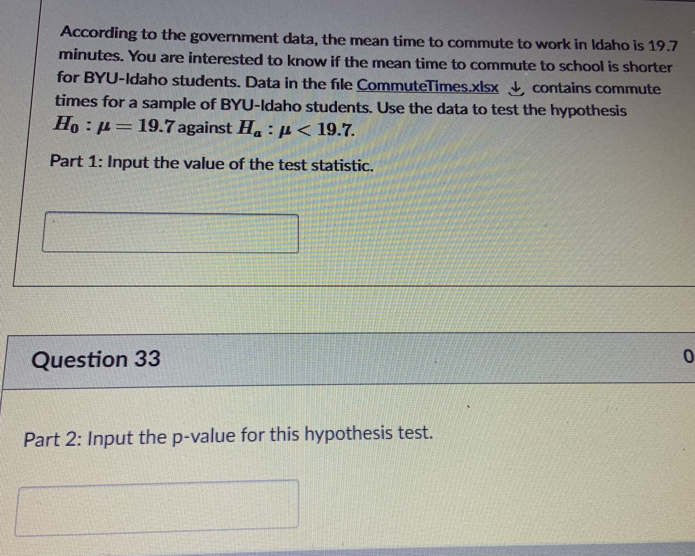 Please help me solve this question. The data is one the excel