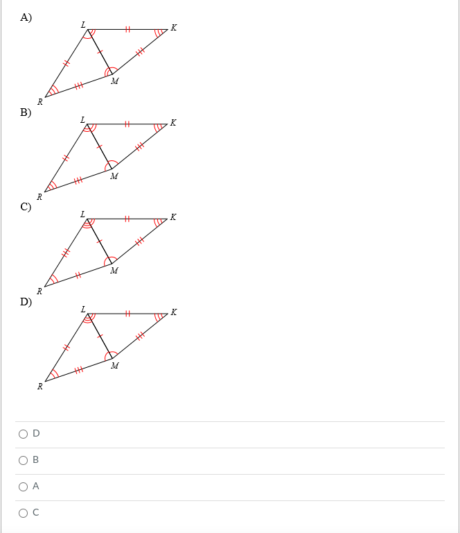 for the congruent statement: A MLK ~A MLRA) R B) C) D)