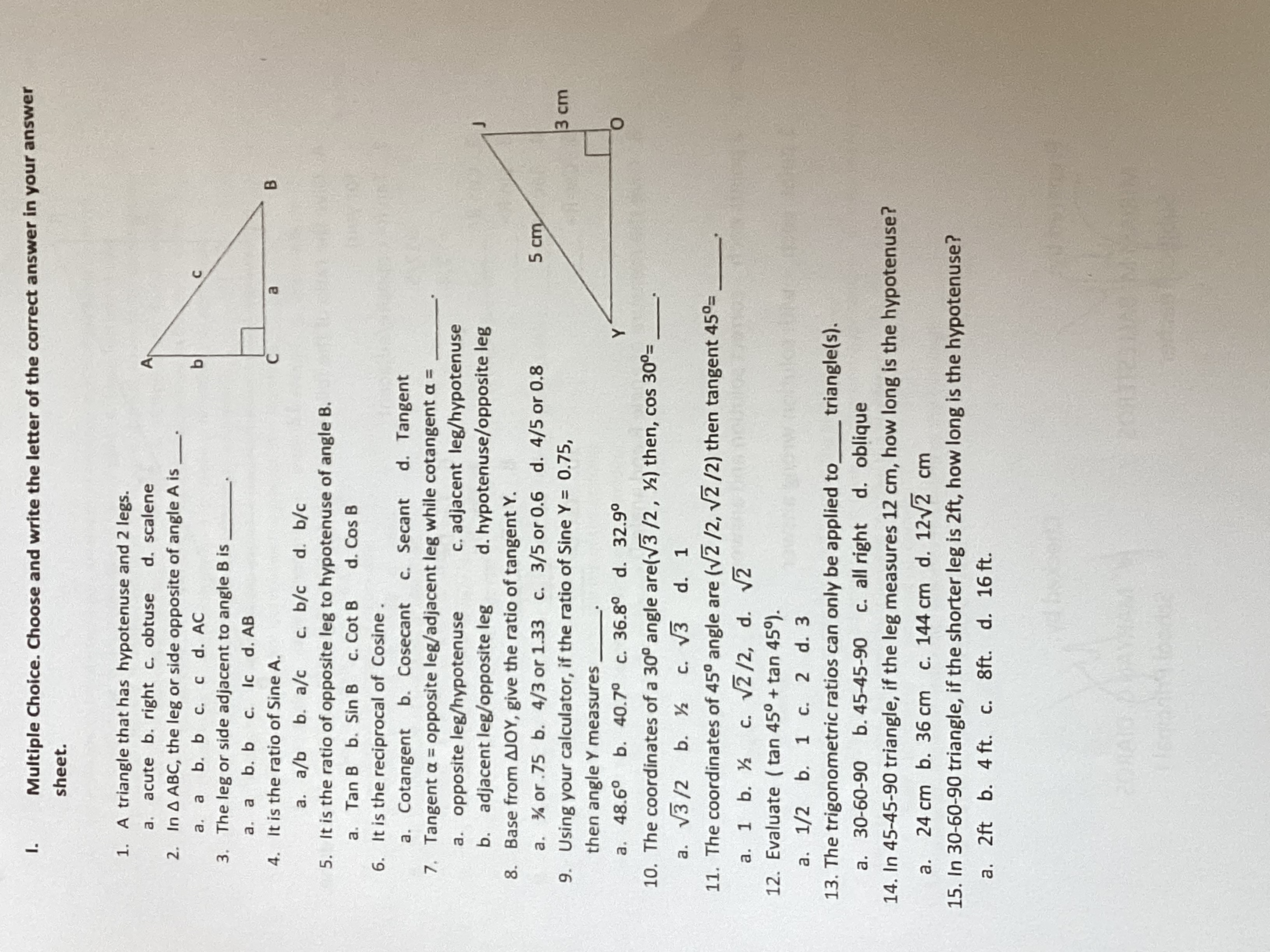 the figure above ( no. 1 was done for you) 1. Tan