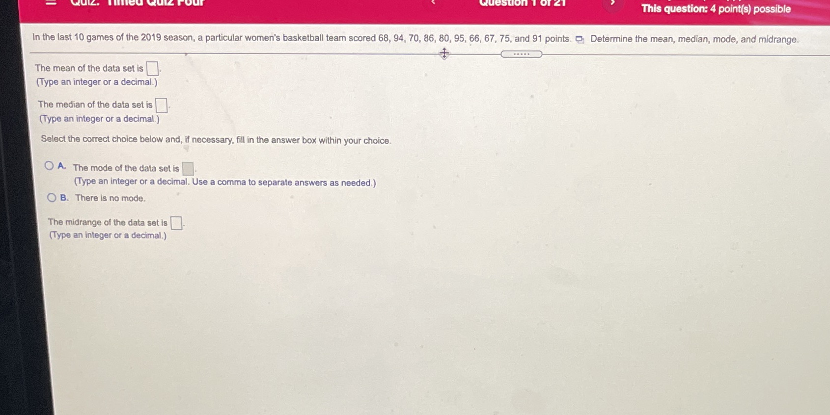 Question This question: 4 point(s) possible In the last 10 games