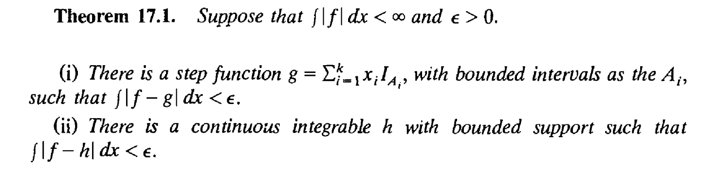 g , such that g (x) - f(x) except on a set