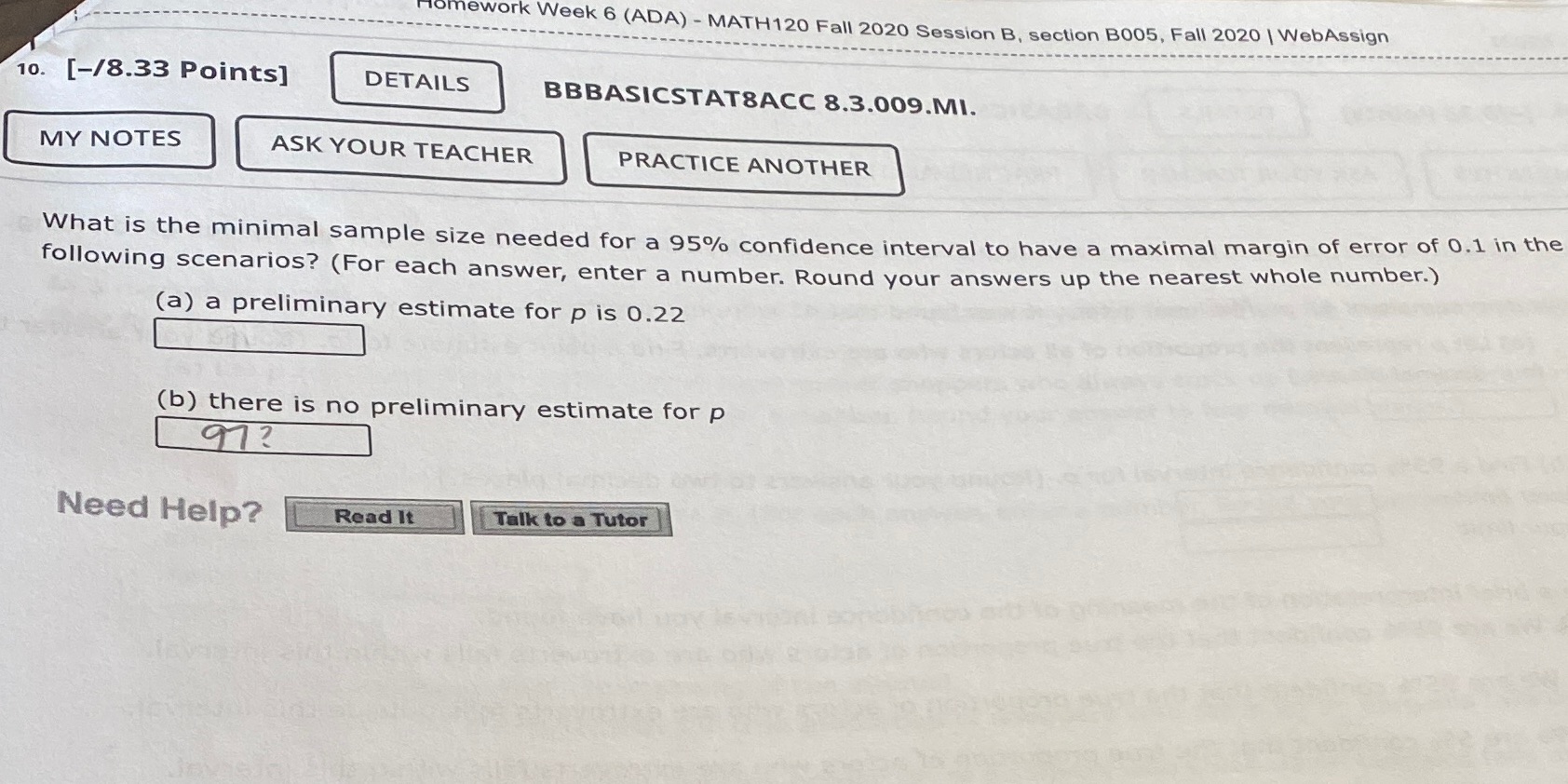 tomework Week 6 (ADA) - MATH120 Fall 2020 Session B, section