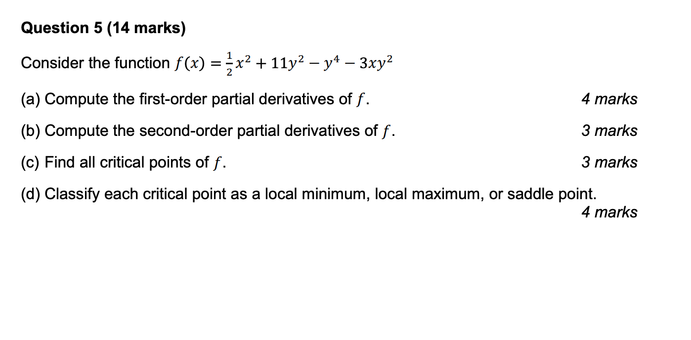  Question 5 (14 marks) Consider the function f(x) = %x2 +