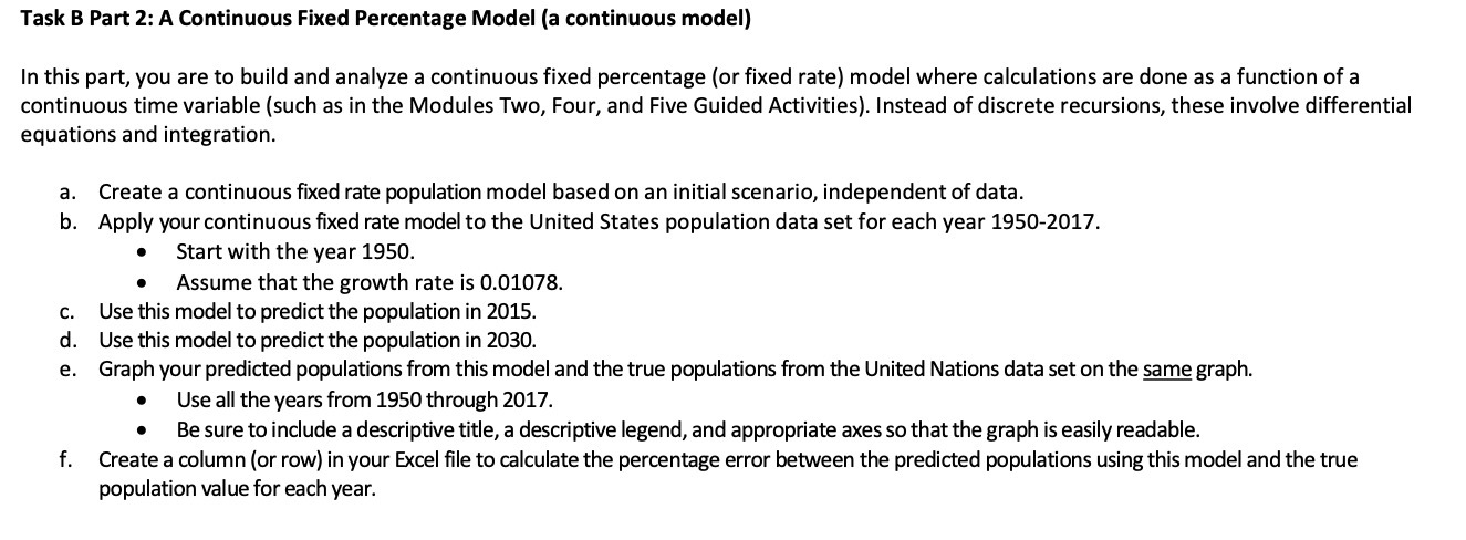  Task B Part 2: A Continuous Fixed Percentage Model (a continuous