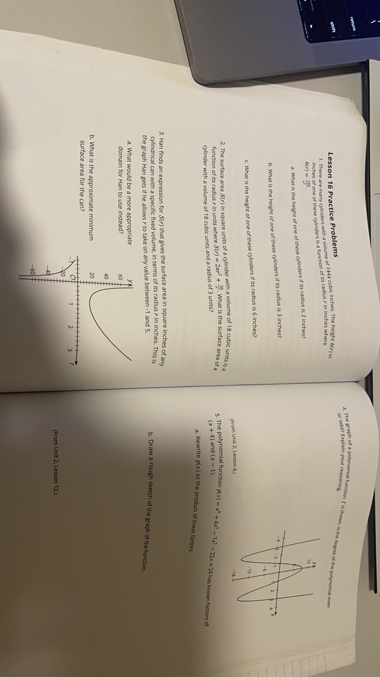p(7) = 0. Lesson 15 Practice Problems 1. For the polynomial function
