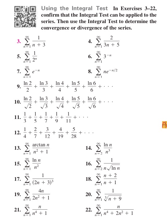 Only solve 5, 7, 17 Using the Integral Test In Exercises 3-22,