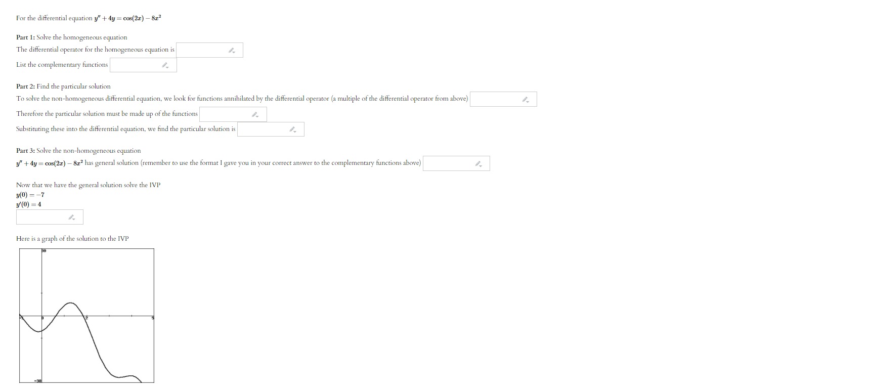 - Ay = e-1x Part 1: Solve the homogeneous equation The differential