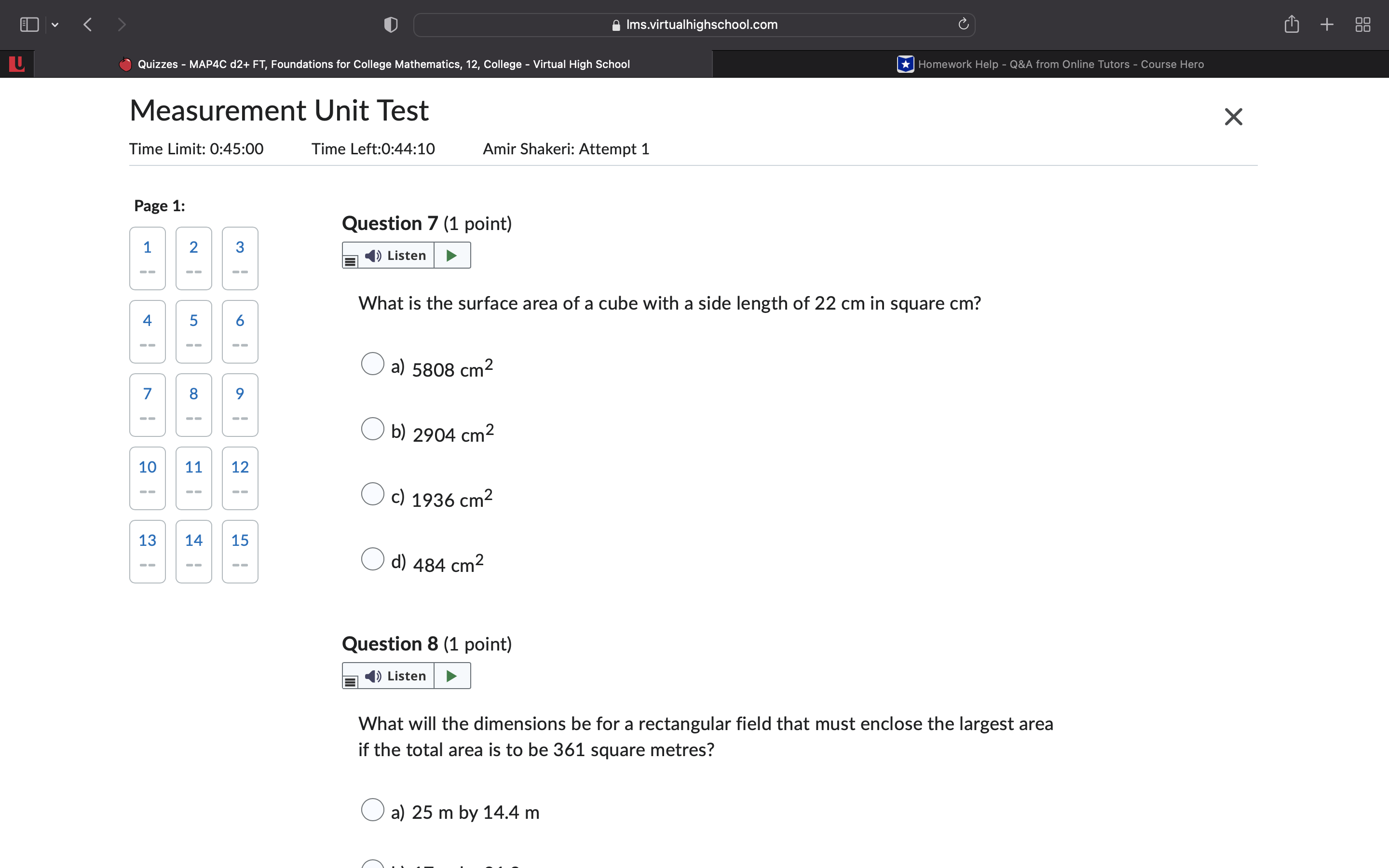 (1 point) Listen 4 5 6 A rectangular prism measures 2 feet