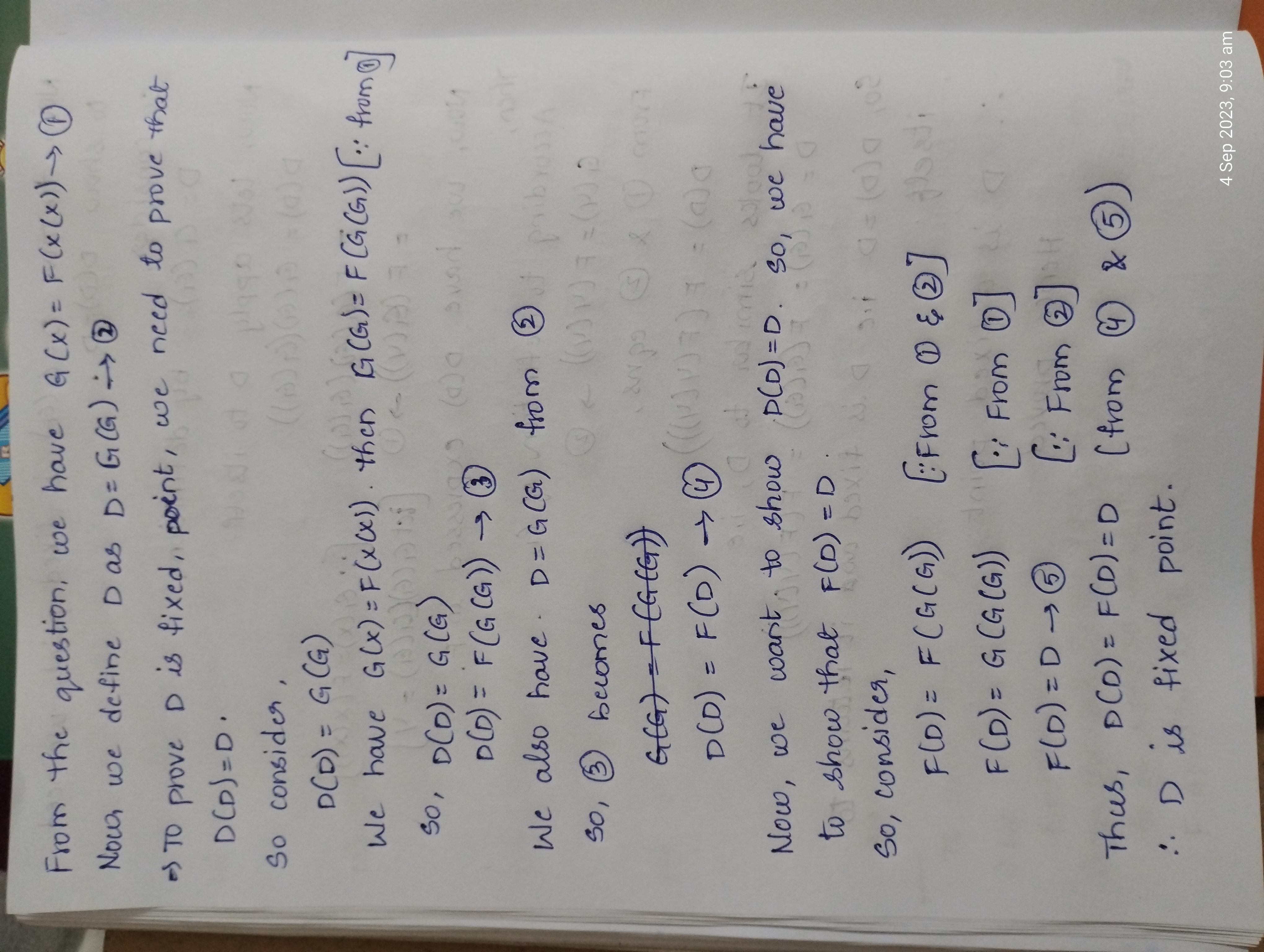 Suppose F is a set whose elements are functions from F to