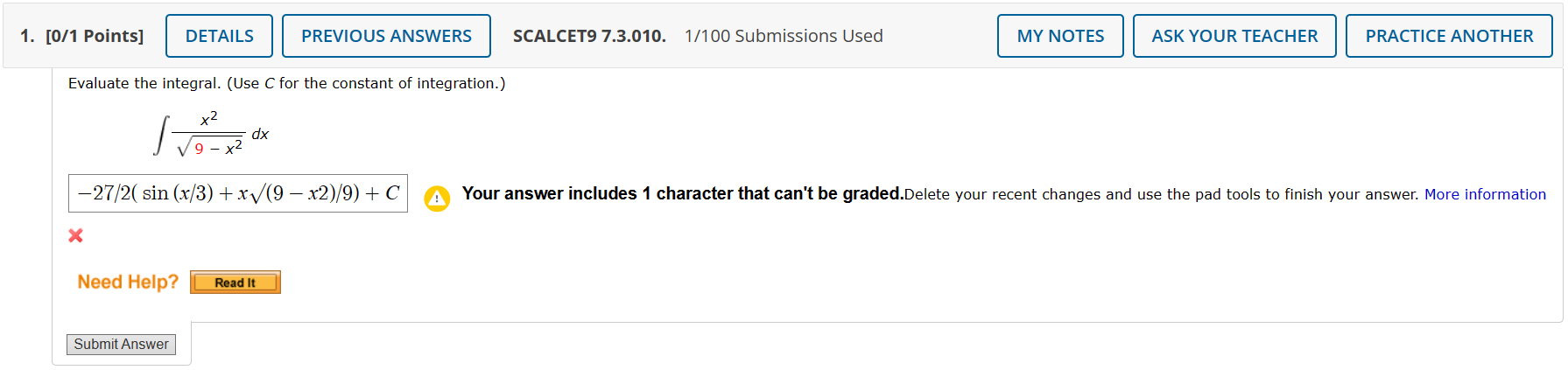 Calculus 2Please type the Answer 1. [0/1 Points] DETAILS PREVIOUS ANSWERS SCALCET9