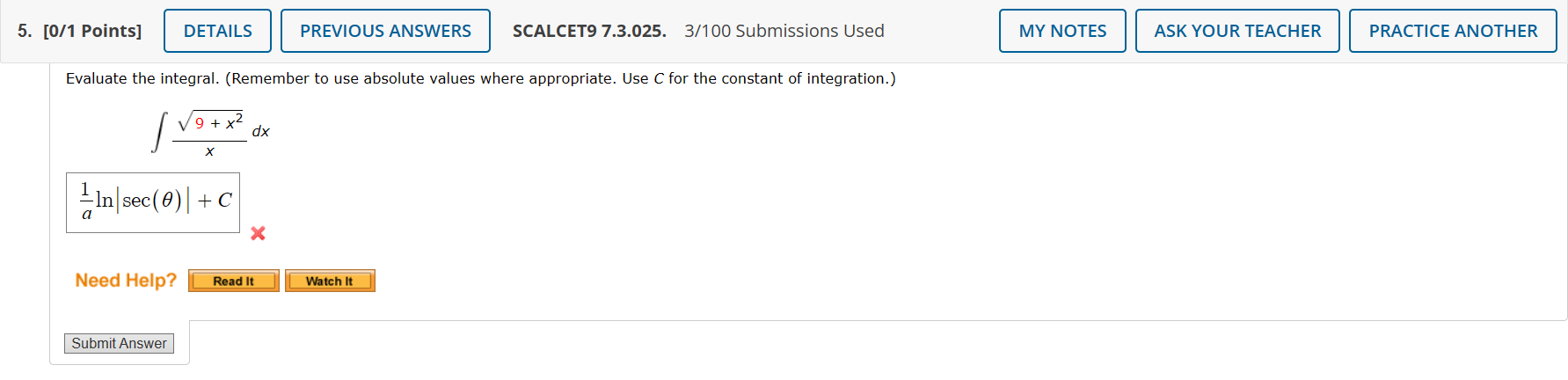 727/2( Sin (Jr/3) + x\\/(9 7 x2)/9) + C : Your answer