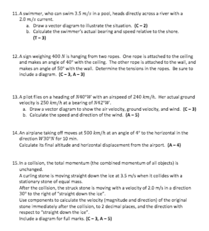 longest vector in each diagram as the sum or difference of the