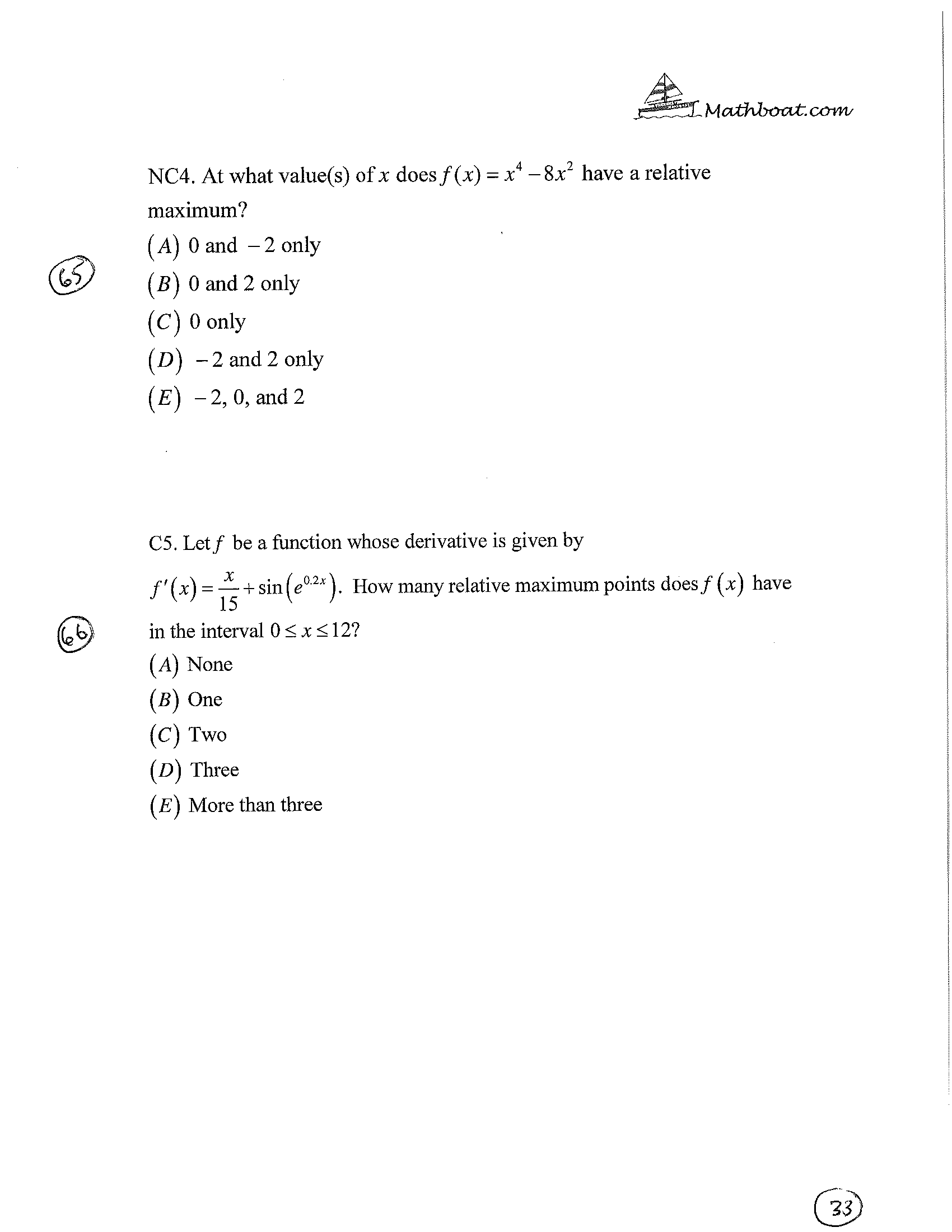 = cos )6. What is the approximate value of b? 5 (NC).
