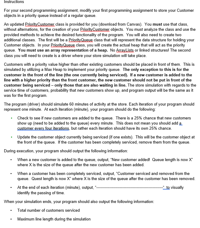 // ServiceTime for this Customer private Customer next; /// Constructor public Customer()