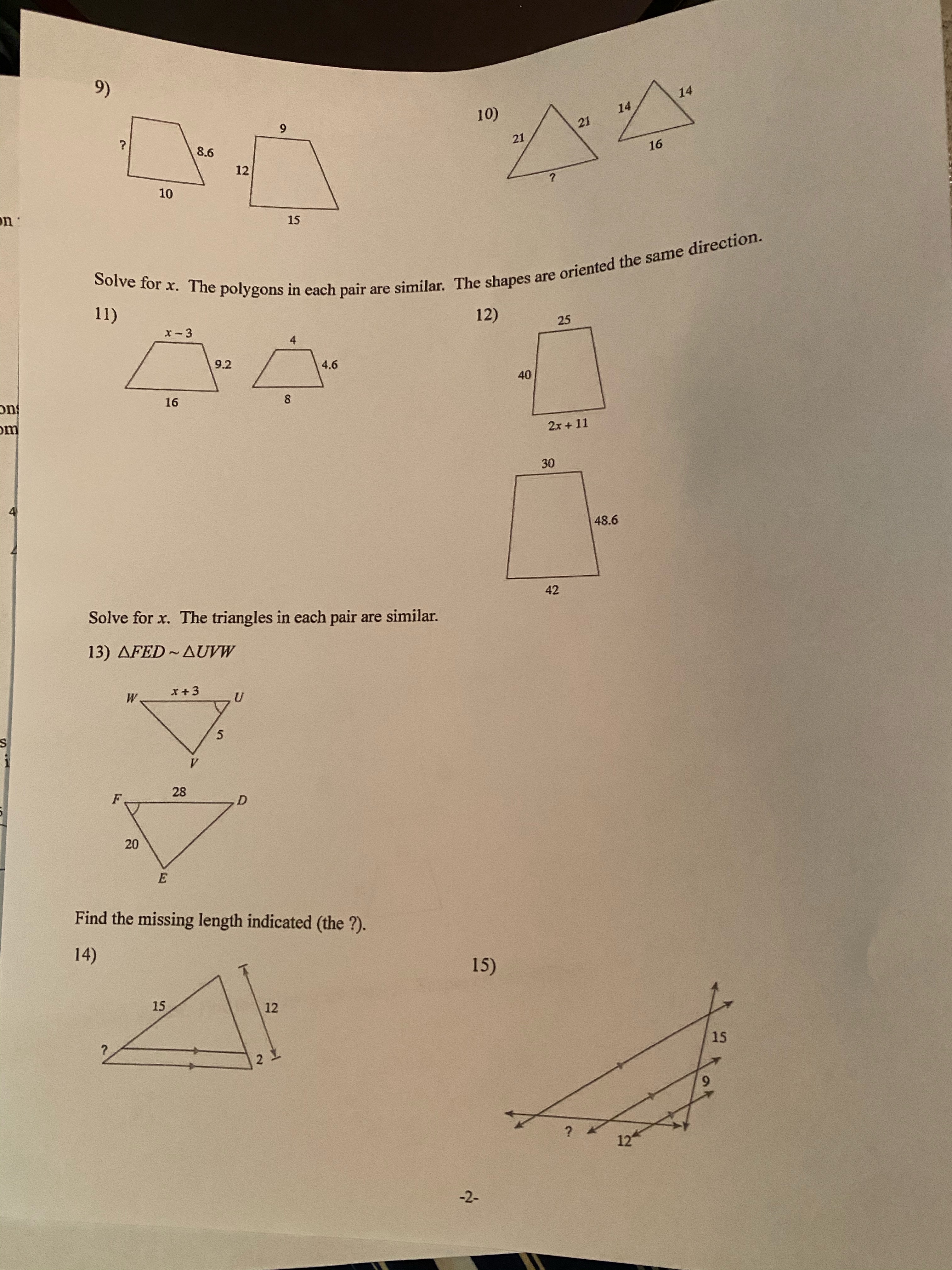 PROBLEM 14: Find the missing length indicated (the ?) (The problem to
