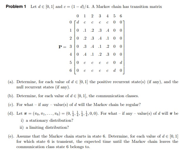 Solve the following problems; Problem 1 Let de [0, 1] and c