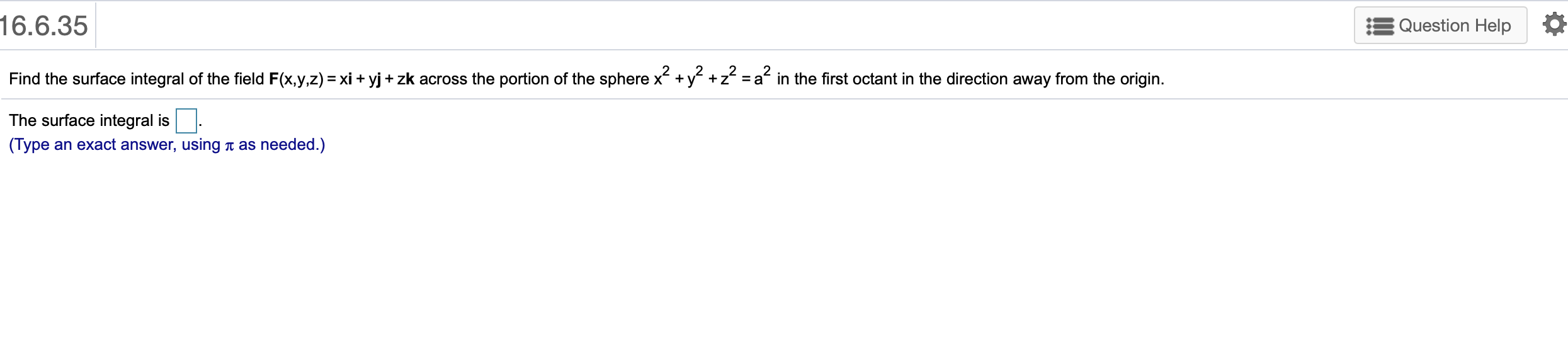 surface integral of the eld F(x,y,z) = - i + 3 j