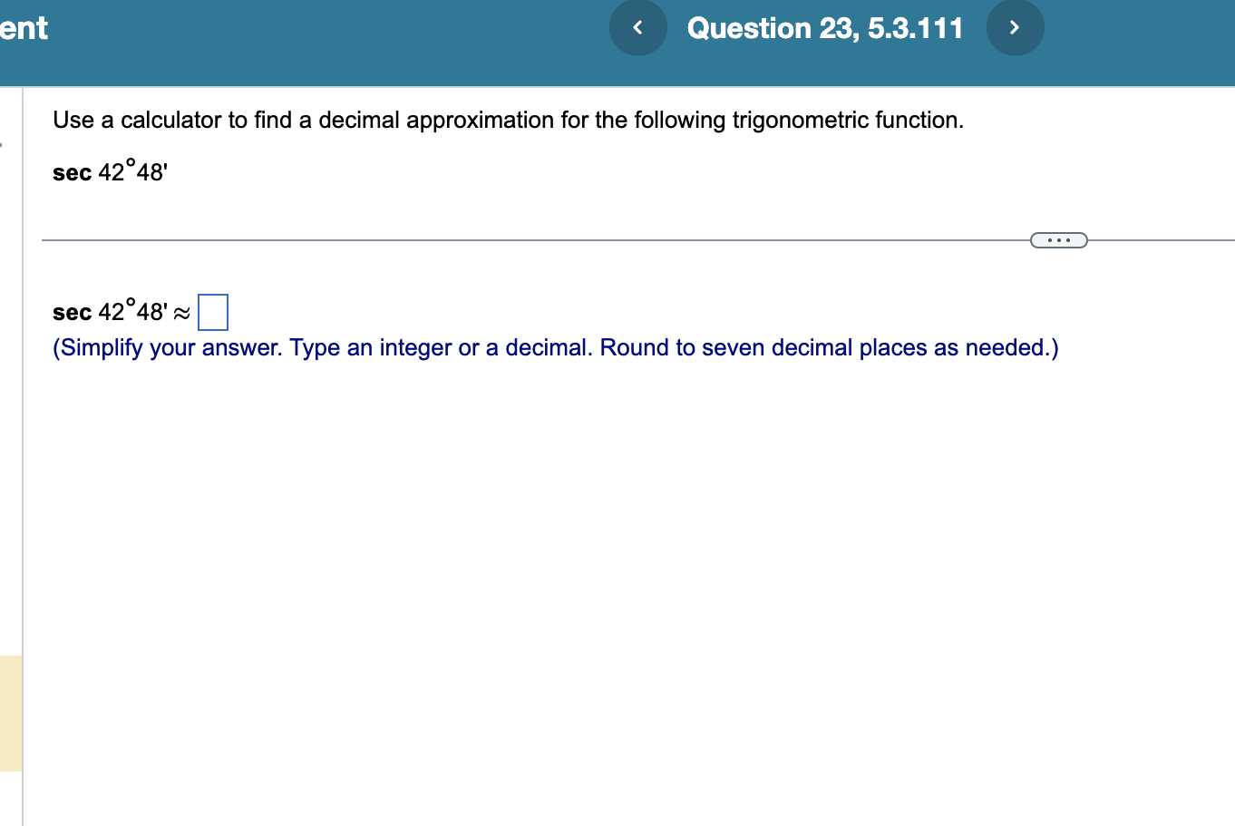 trigonometric function. sin 46 24' . . . sin 46 24' ~