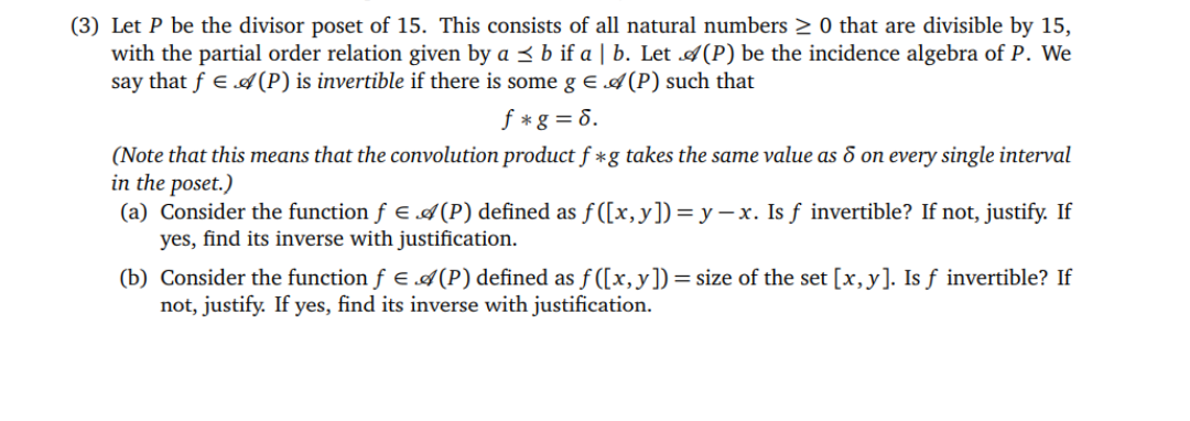 Please solve this problem (3) Let P be the divisor poset of