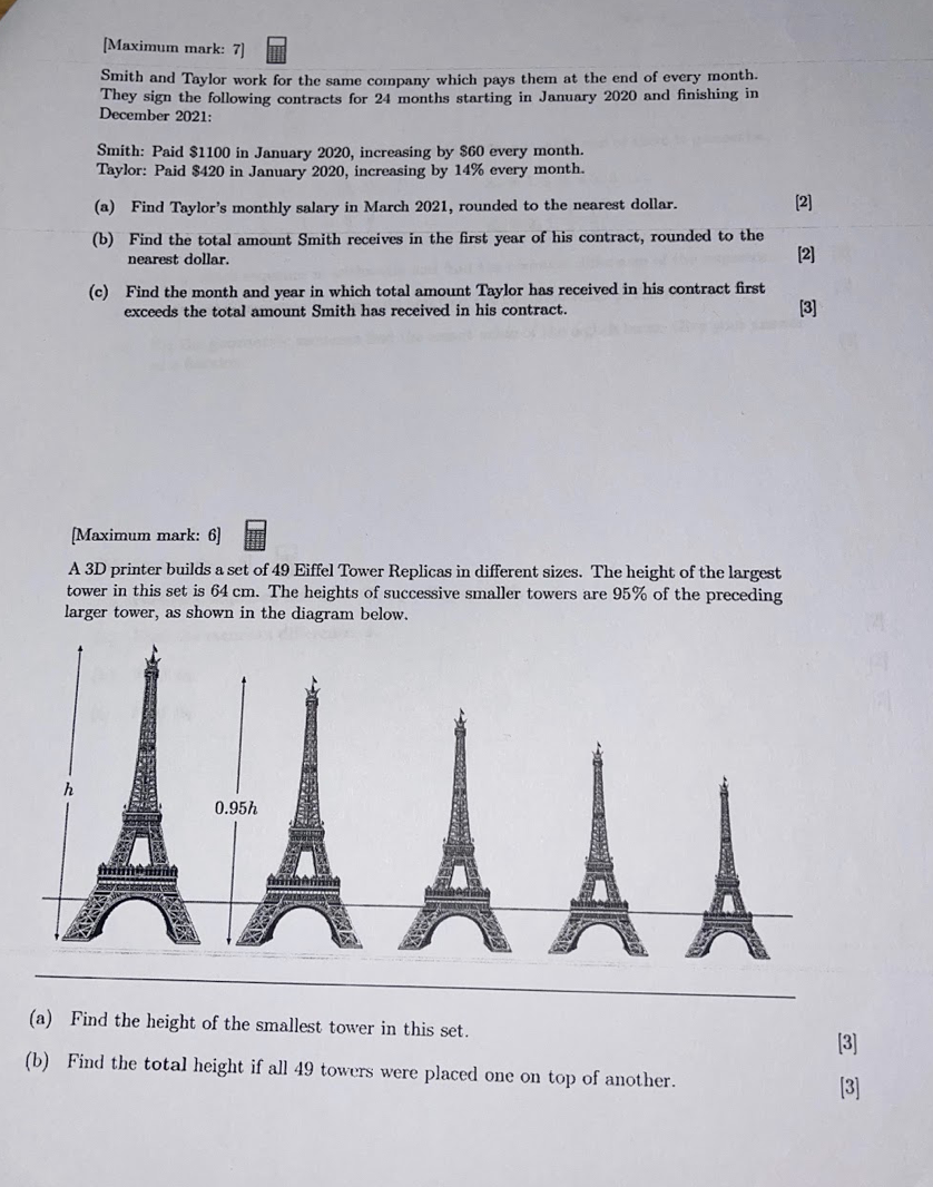  [Maximum mark: 7] Smith and Taylor work for the same company