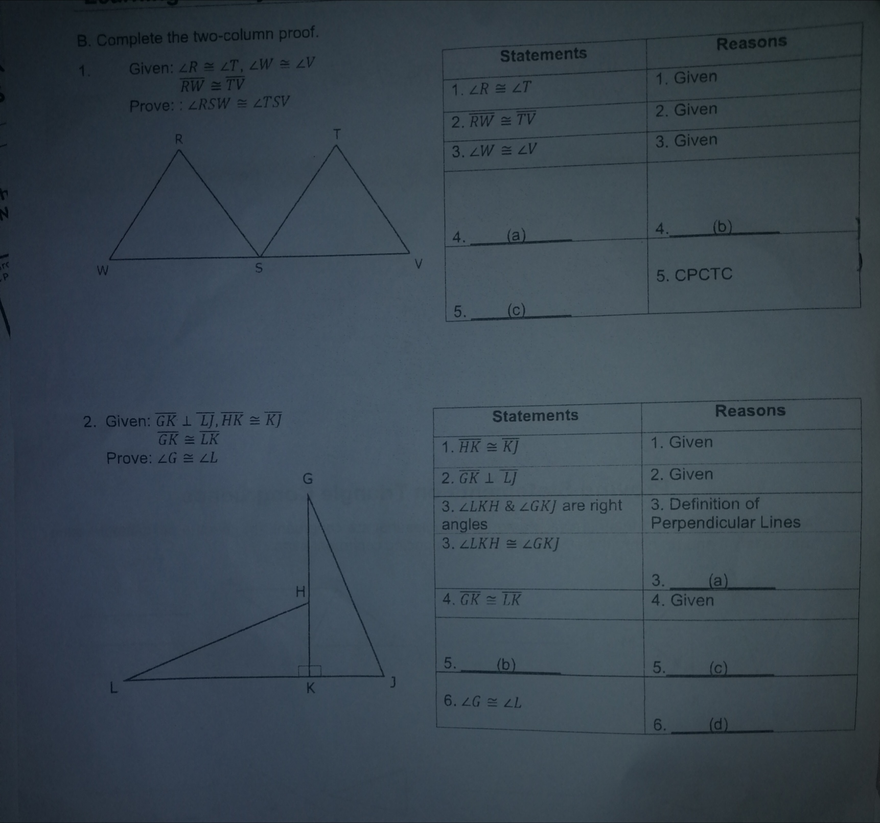 Za = 2b b in Statement Reason GIVEN 1. La and 4b