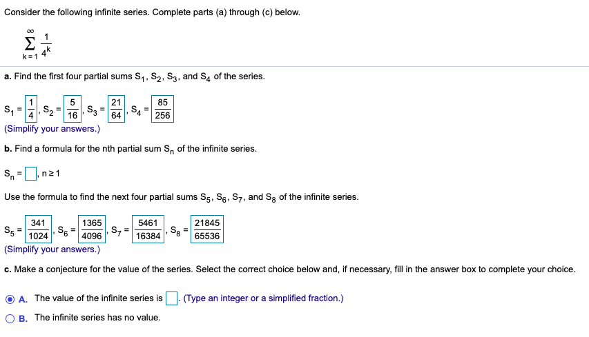 b. Find a formula for the nth partial sum Sn of the