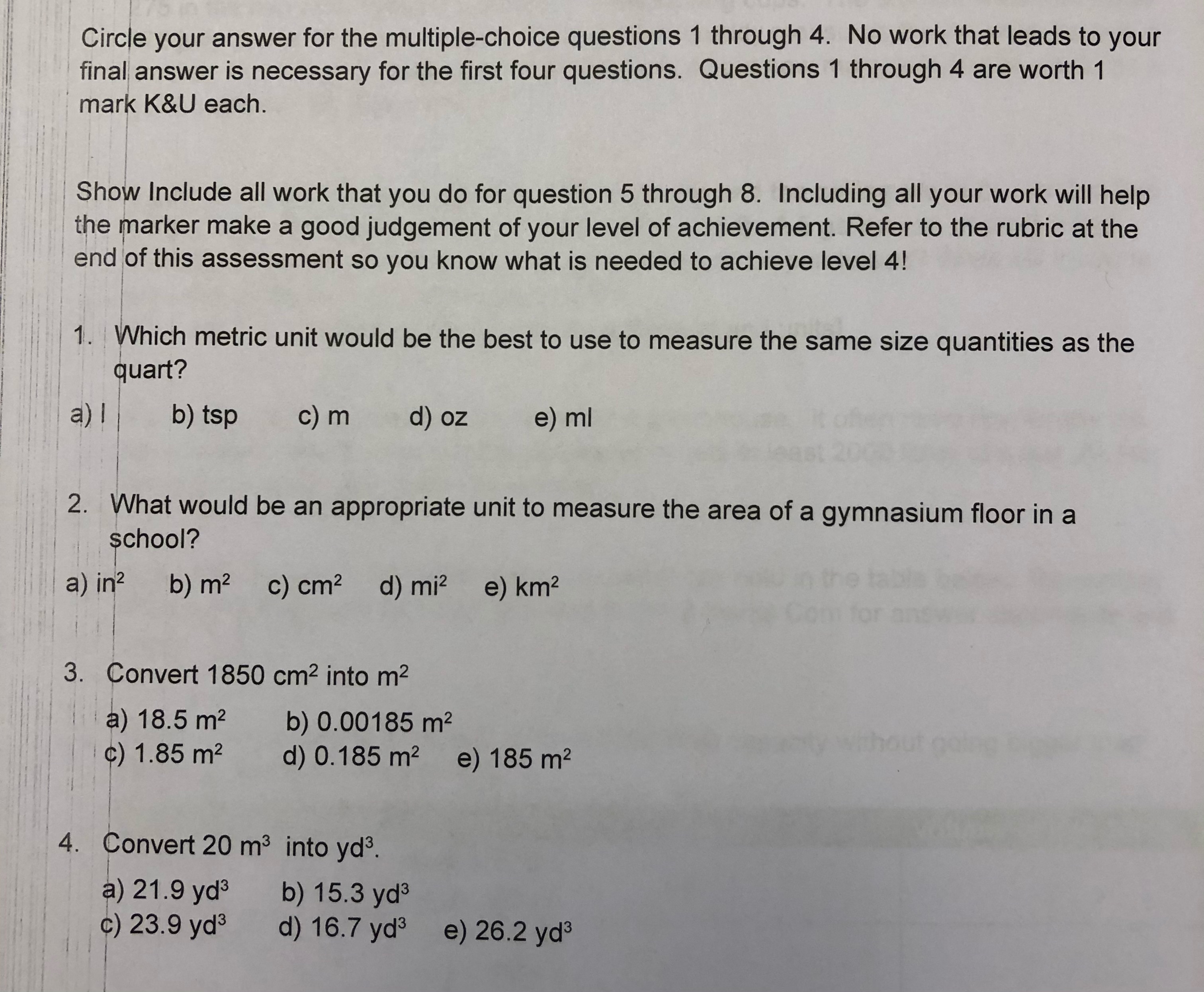 I need help with these questions Circle your answer for the multiple-choice