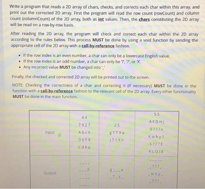  in c++ Write a program that reads a 2D array of