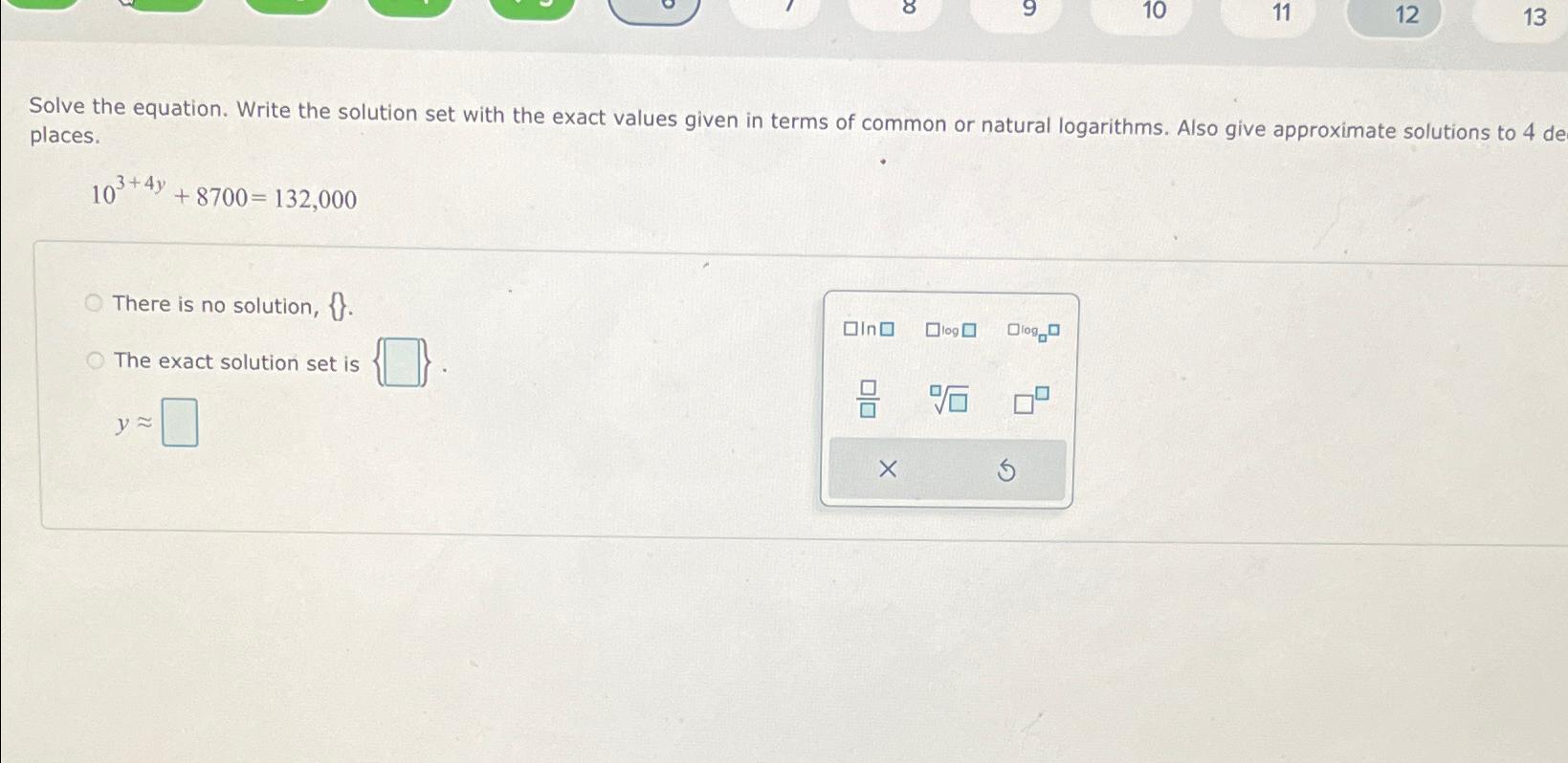 Solve the equation. Write the solution set with the exact values