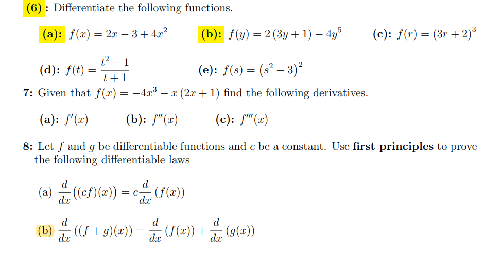 the definition of the derivative to calculate the exact value of the