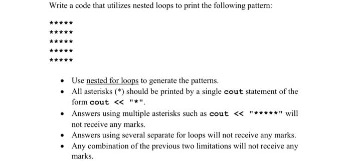 write a c++ program Write a code that utilizes nested loops to