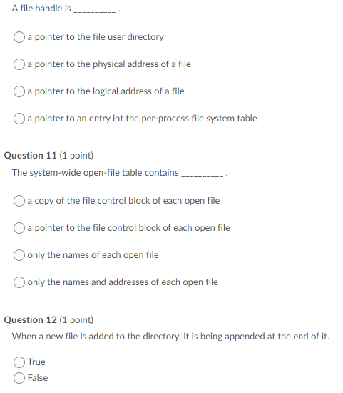  please do all the problems A file handle is O a