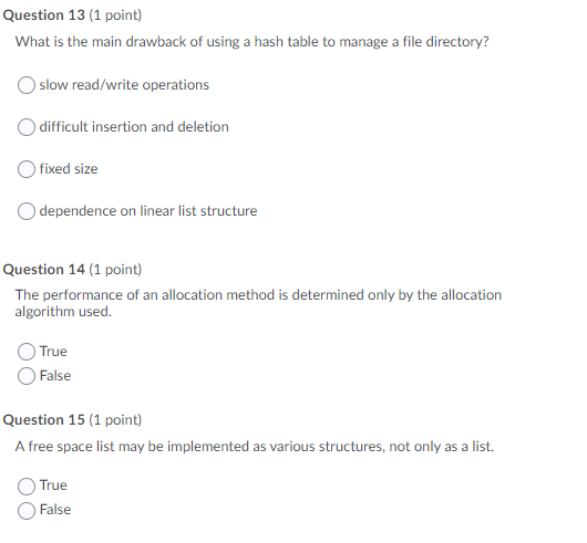 pointer to the file user directory O a pointer to the physical