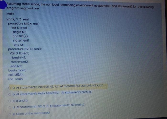 an identifier and a referencing environment as parameters and returns only a