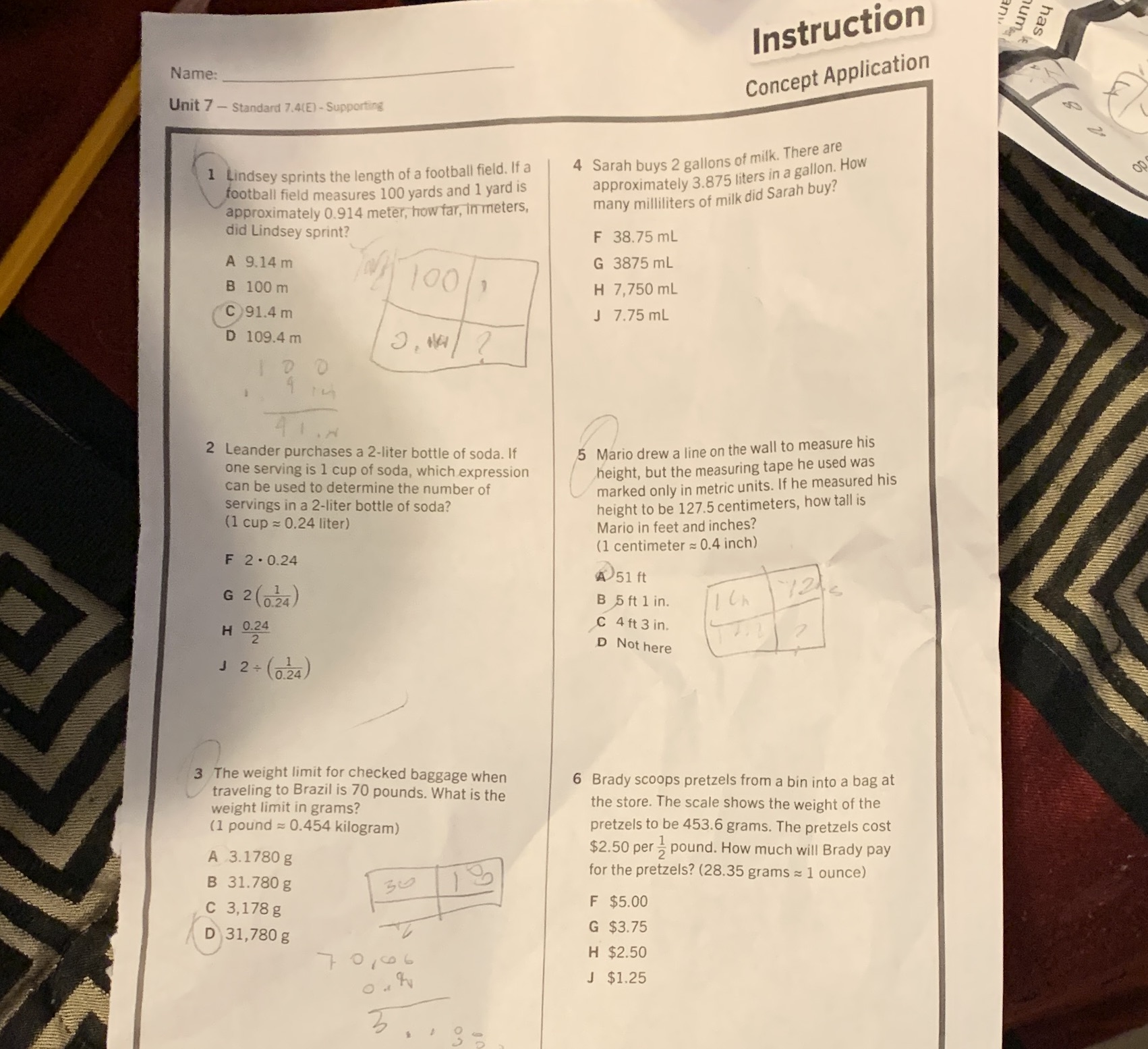 Instruction has Name: Concept Application Unit 7 - Standard 7.4(E) -